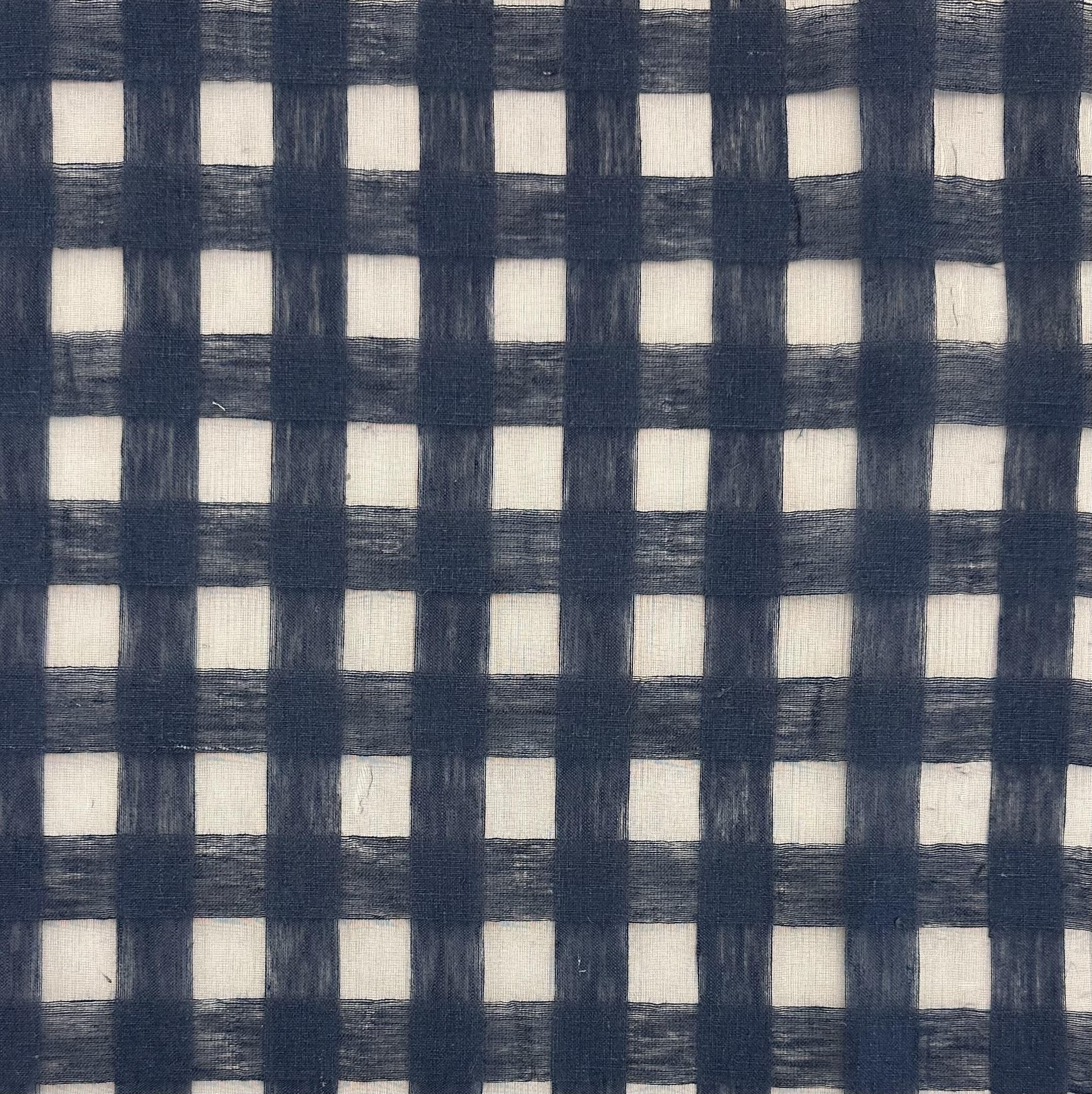 Linen & Nylon Plaid Mesh in Navy on Navy