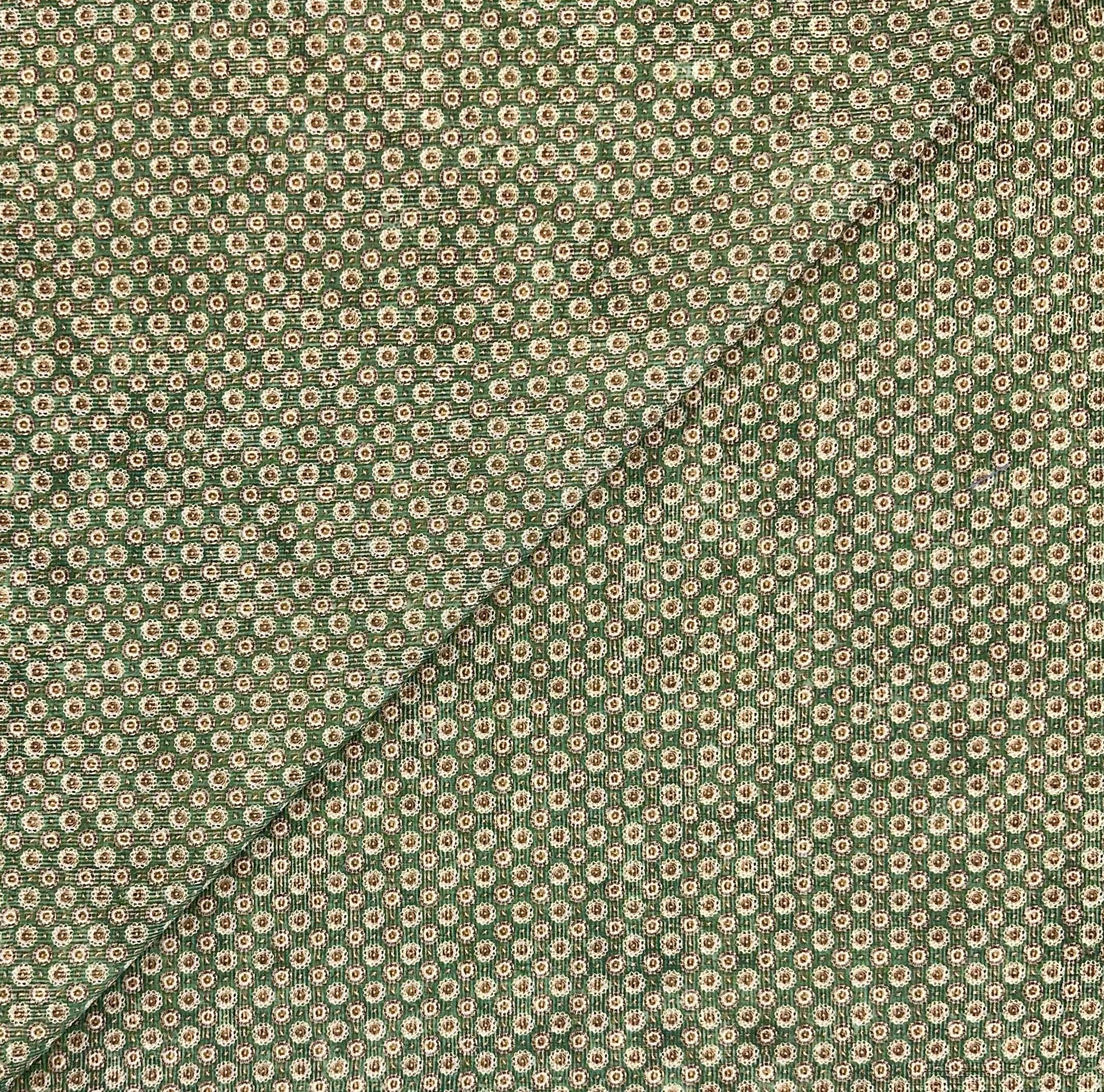 Cotton Broadcloth Geometric Print in Green Red