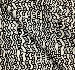 Printed Viscose Crepe Train Track Pattern Inspired In Black & Ivory 
