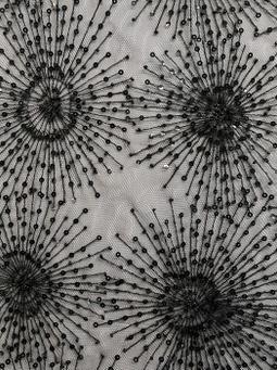 Sunburst Embroidered Tulle with Sequins and Beads in Black