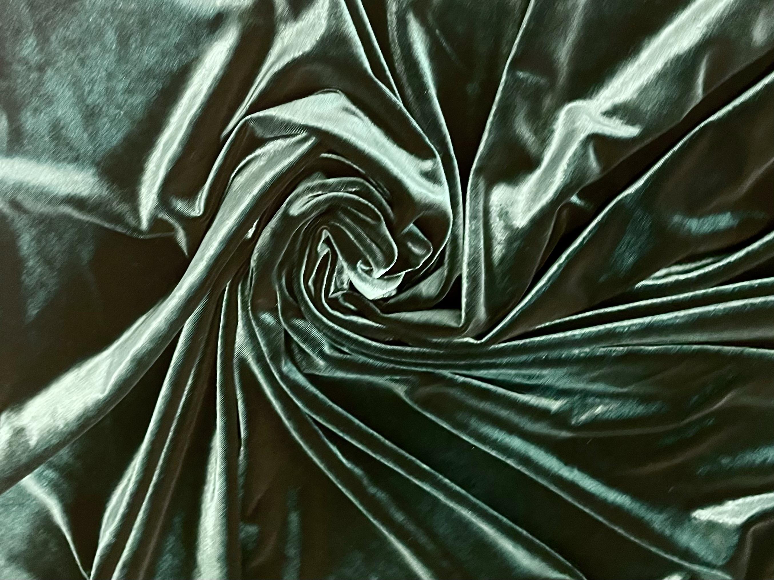 Stretch Velvet in Forest Green