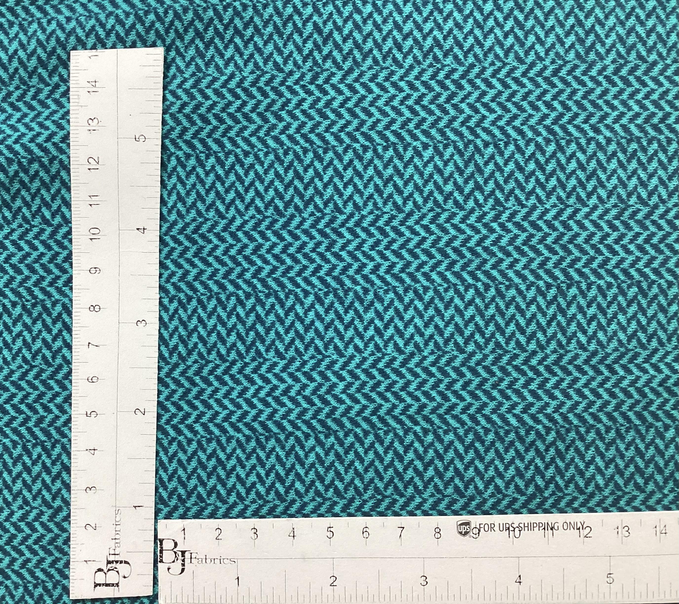 Made in Austria 100% Cotton Herringbone Knit In Turquoise 