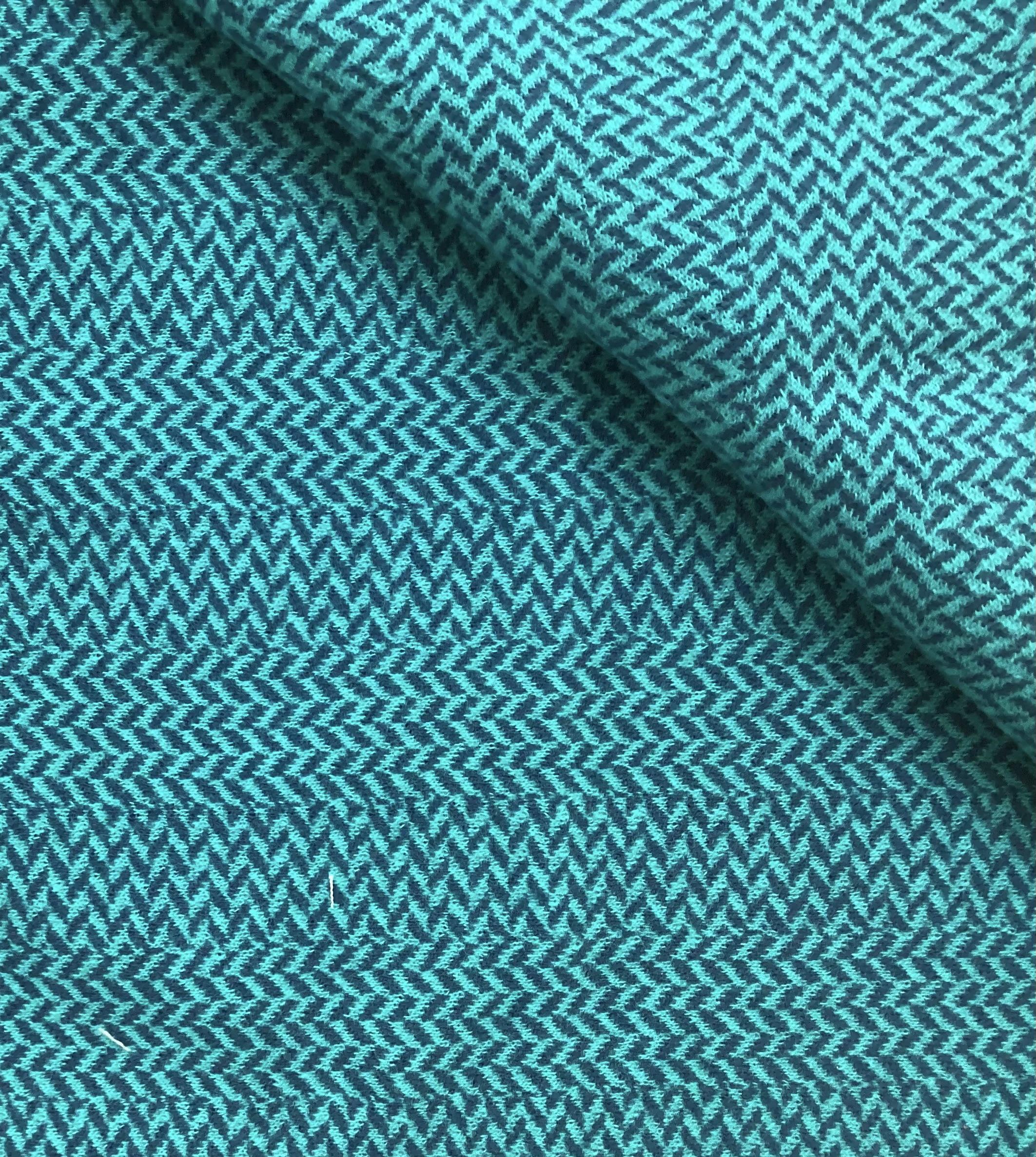 Made in Austria 100% Cotton Herringbone Knit In Turquoise 