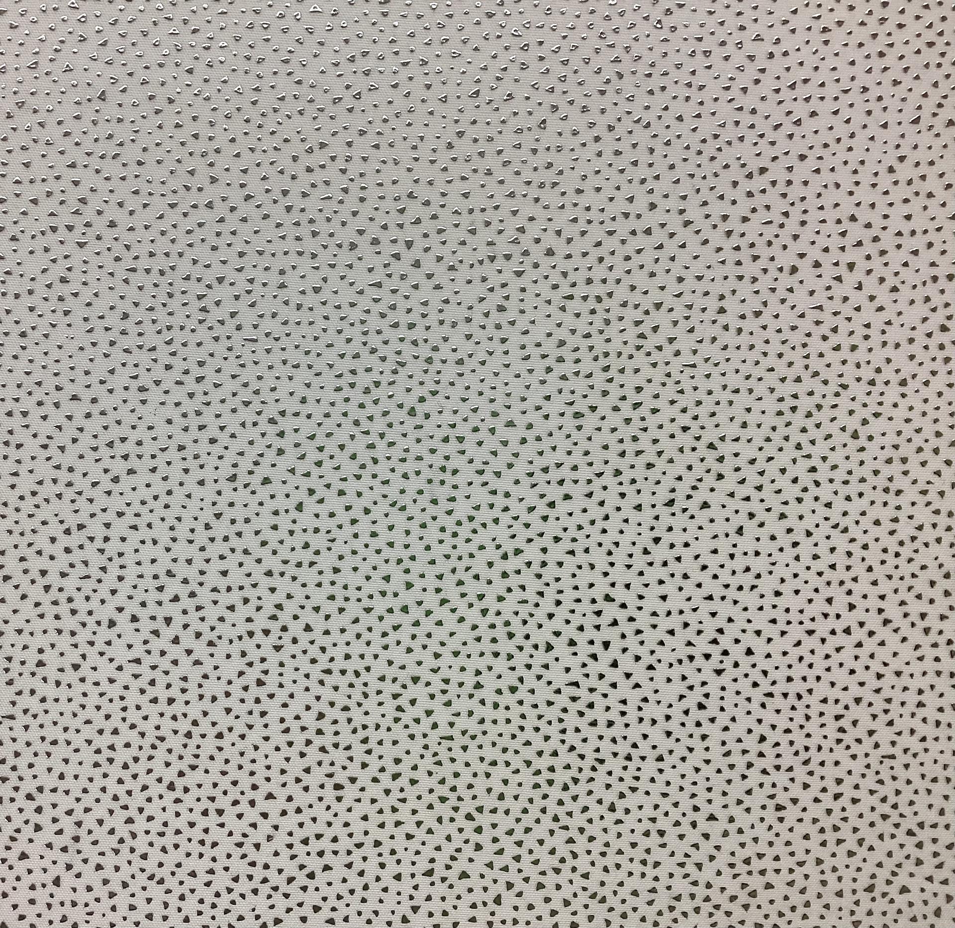 Metallic Sliver Dots On White Polyester Jersey