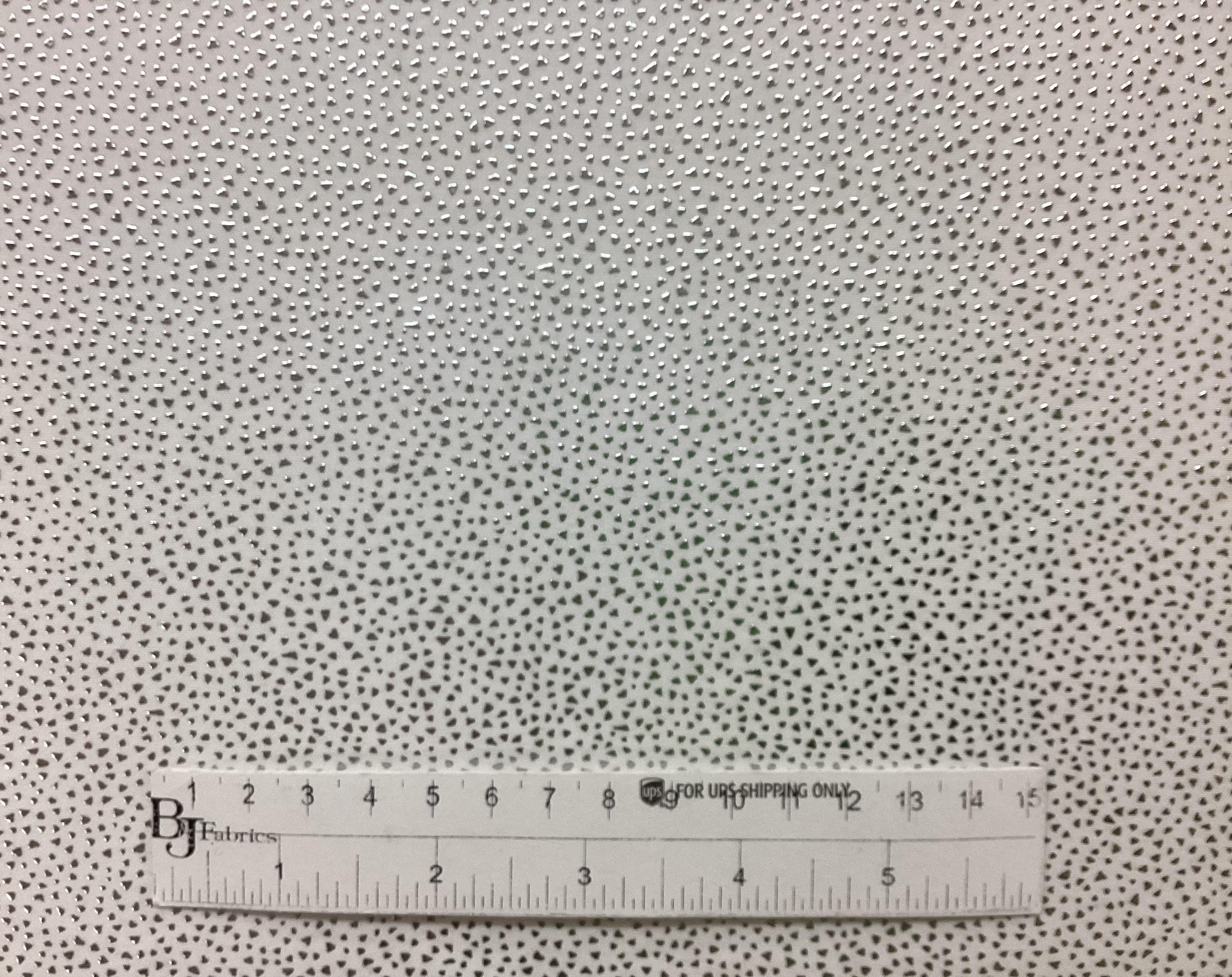 Metallic Sliver Dots On White Polyester Jersey