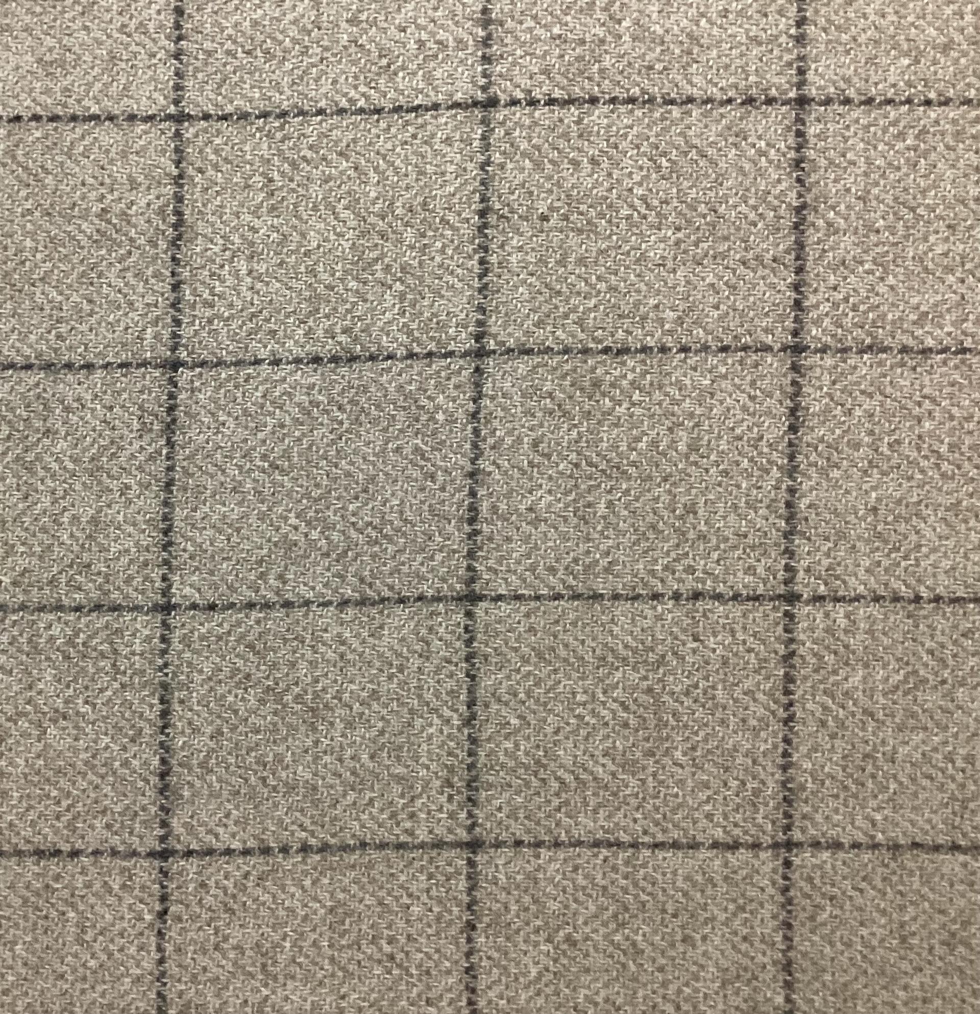 100% Wool Windowpane In Linen & Dark Grey