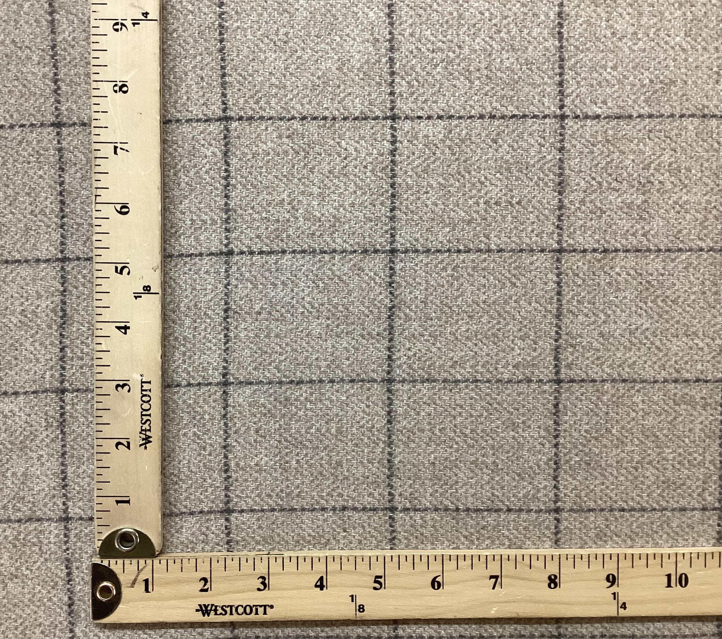 100% Wool Windowpane In Linen & Dark Grey