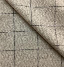 100% Wool Windowpane In Linen & Dark Grey