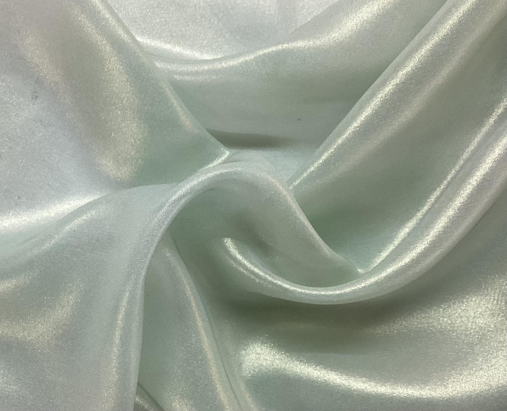 Microfiber Gold Metallic Chiffon in Light Green Coated Metallic Gold