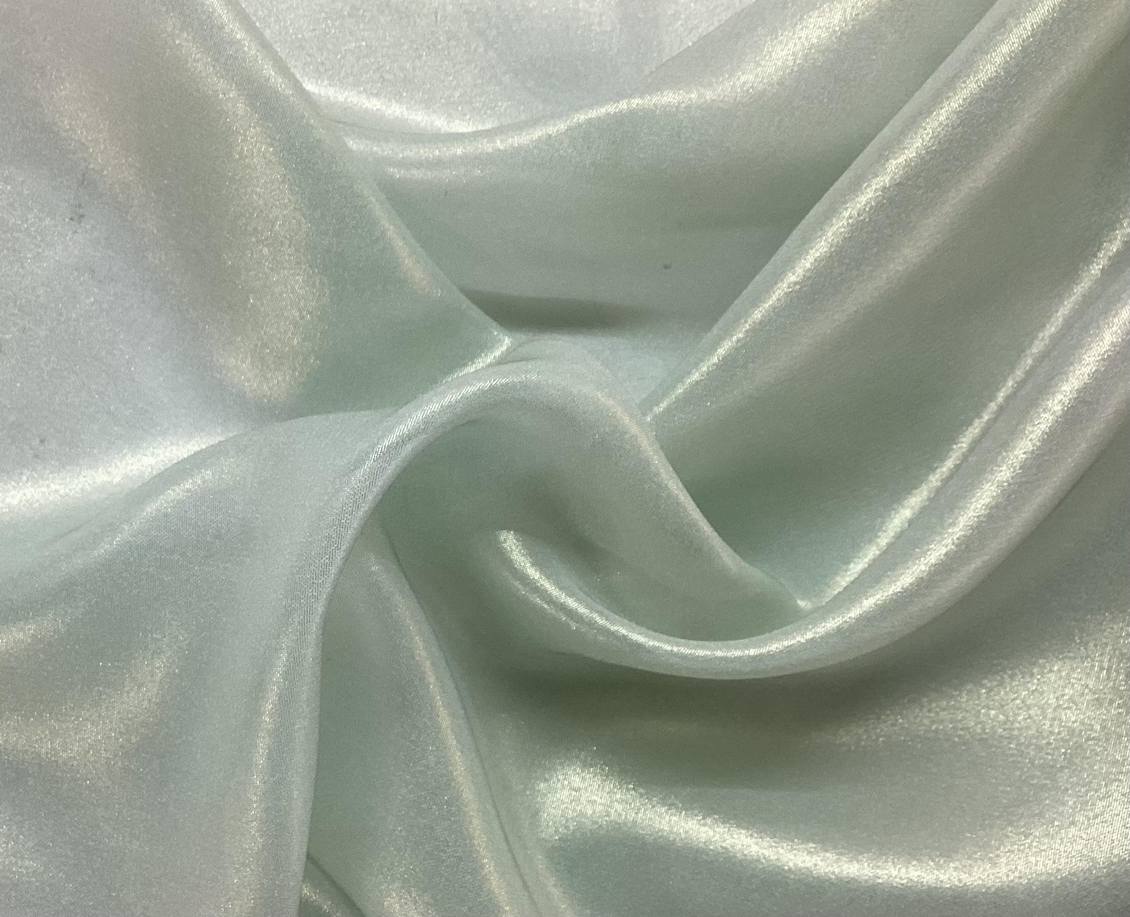 Microfiber Gold Metallic Chiffon in Light Green Coated Metallic Gold