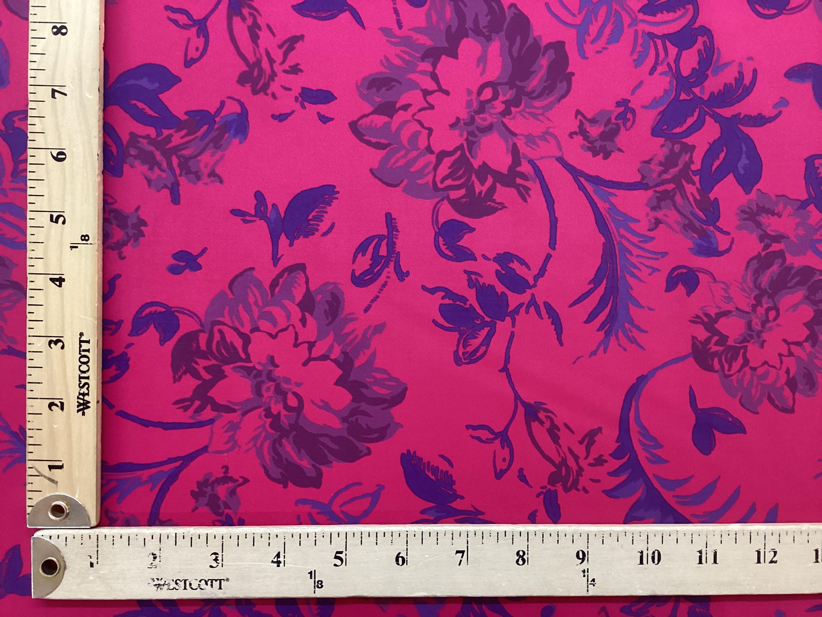 Printed Nylon Cire In Blues Florid on Orchid 