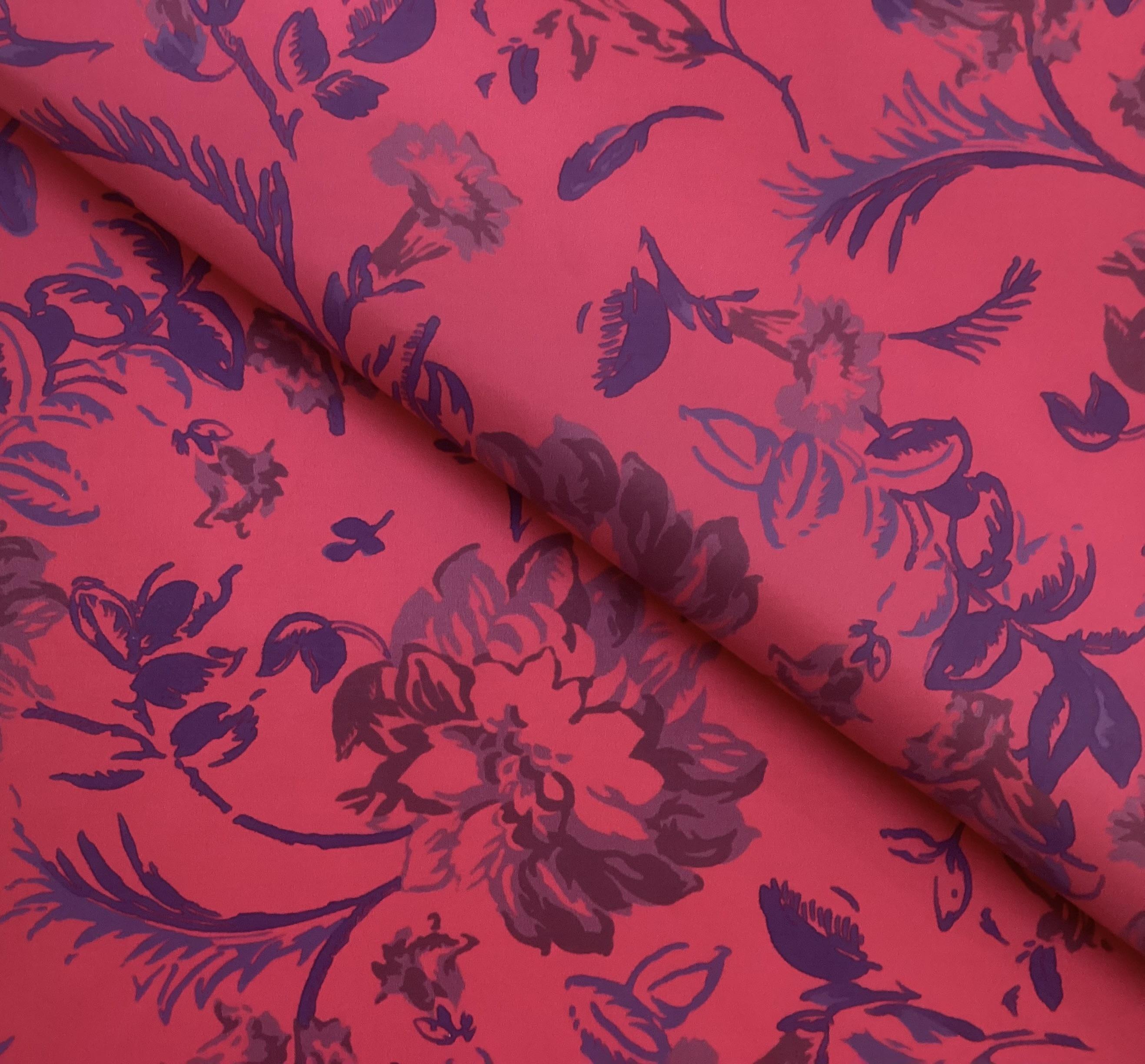 Printed Nylon Cire In Blues Florid on Orchid 