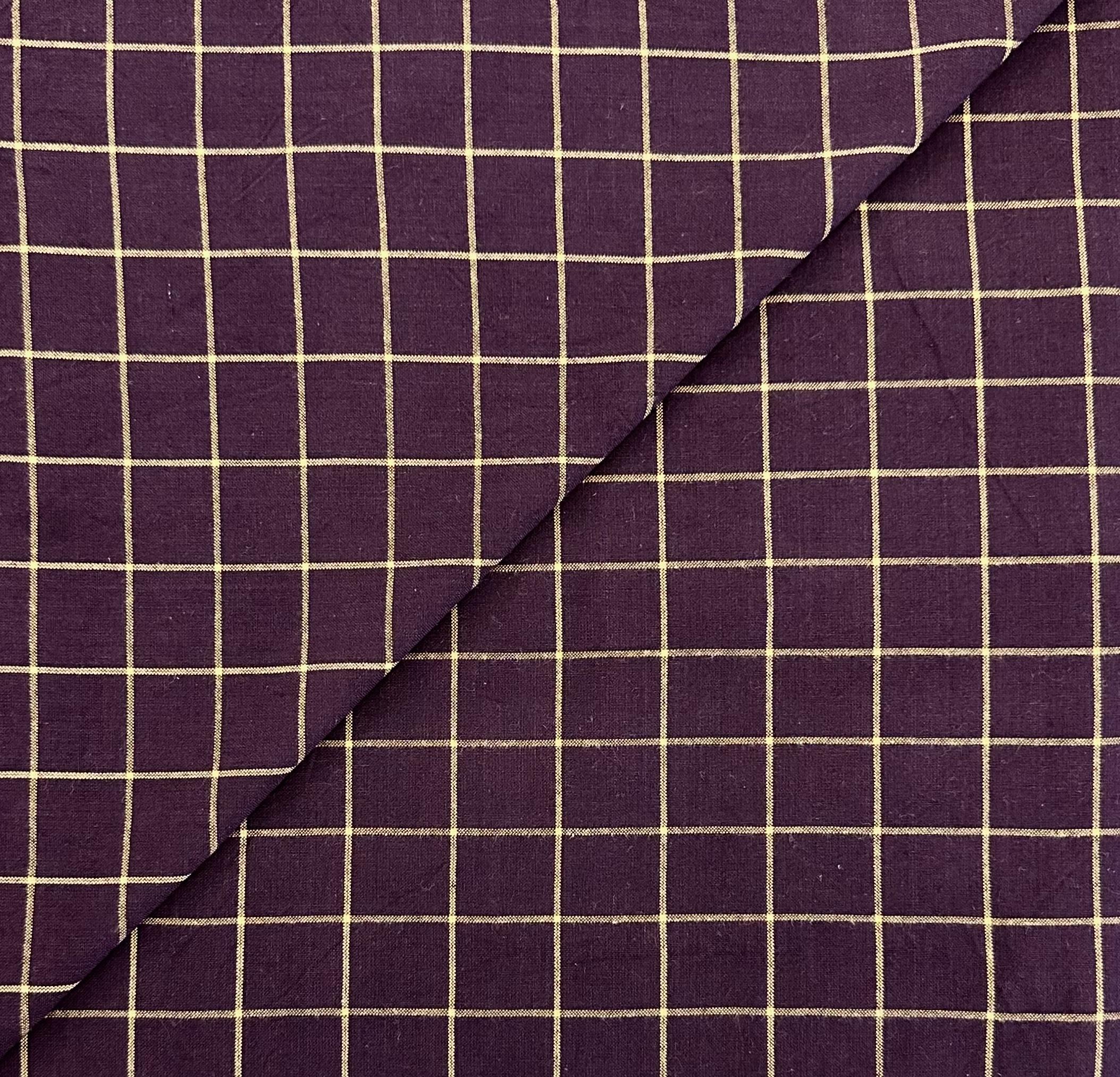 Brushed Cotton Novelty Windowpane in Vanilla Purple