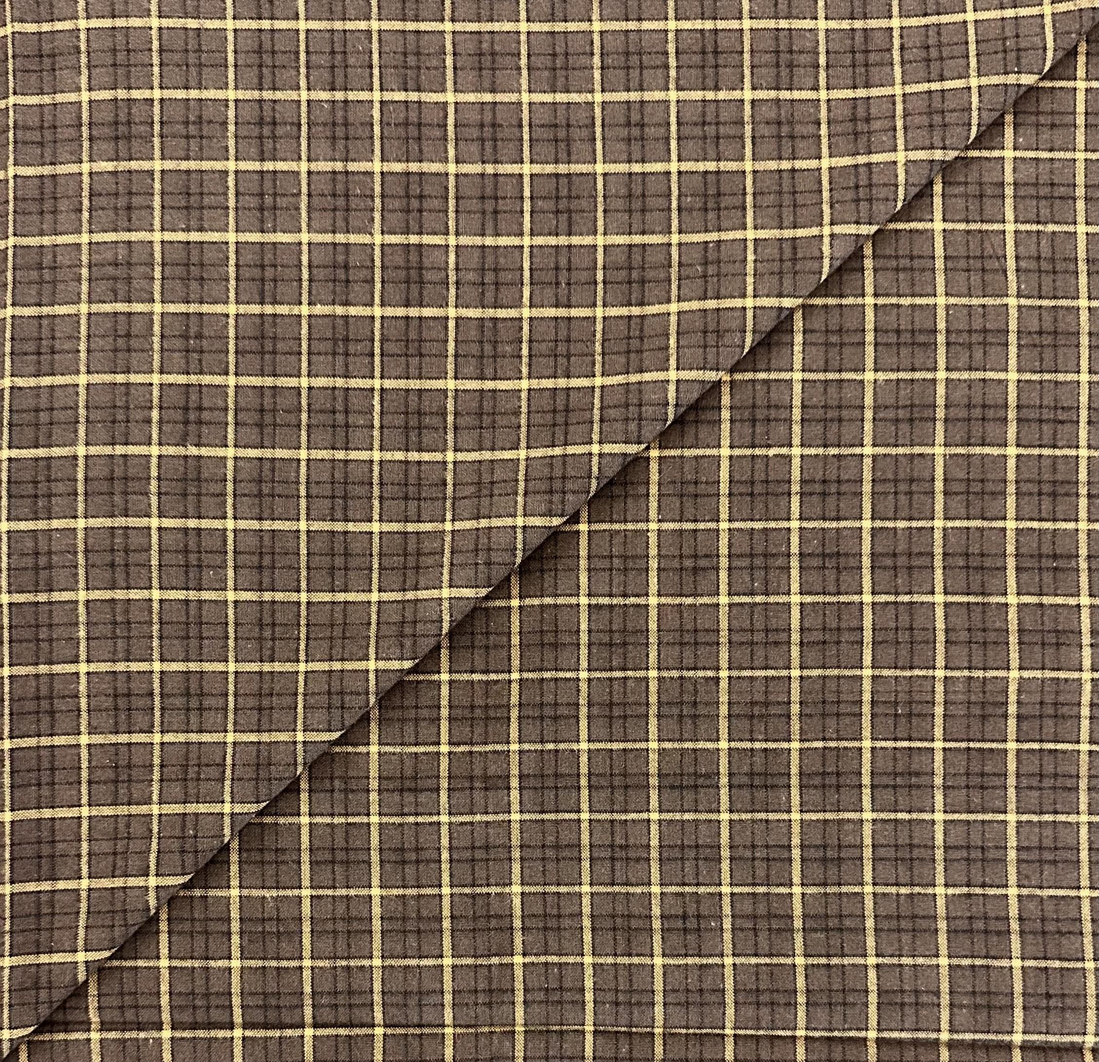 Brushed Cotton Novelty Plaid in Yellow Cocoa Brown