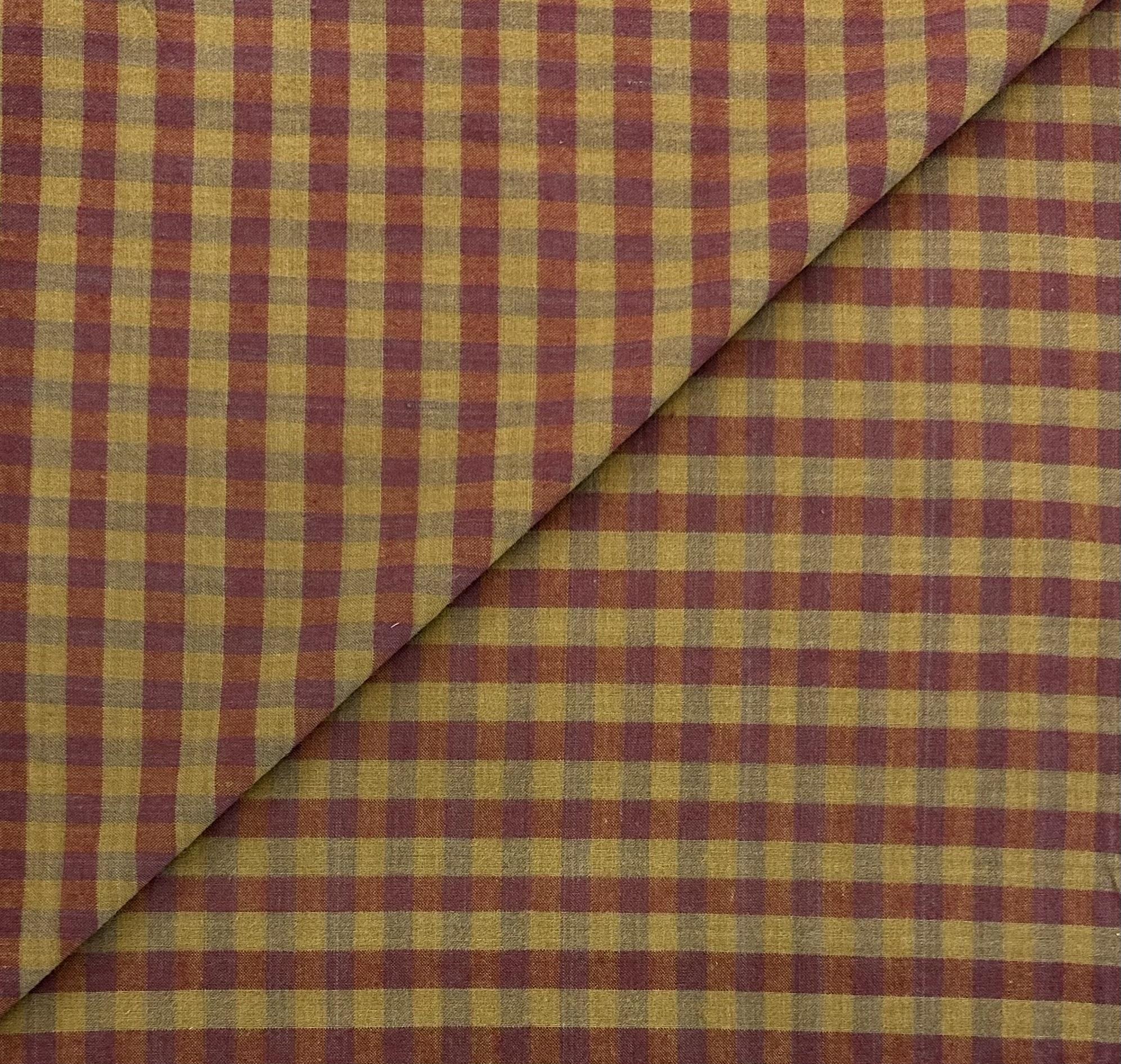 Brushed Cotton Novelty Plaid in Dark Mustard Wine