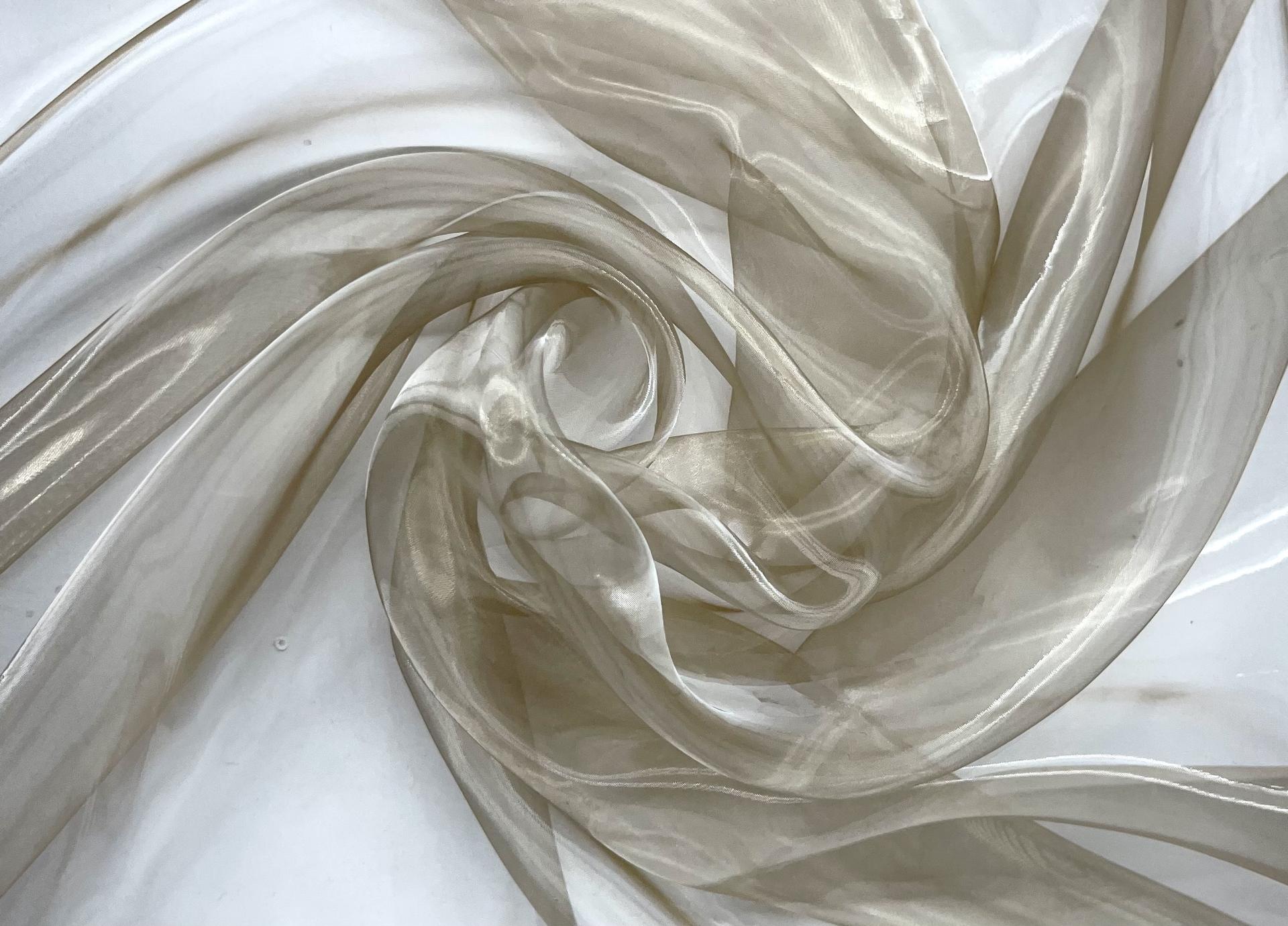 Made in Japan Iridescent Polyester Organza Onion Skin in Beige