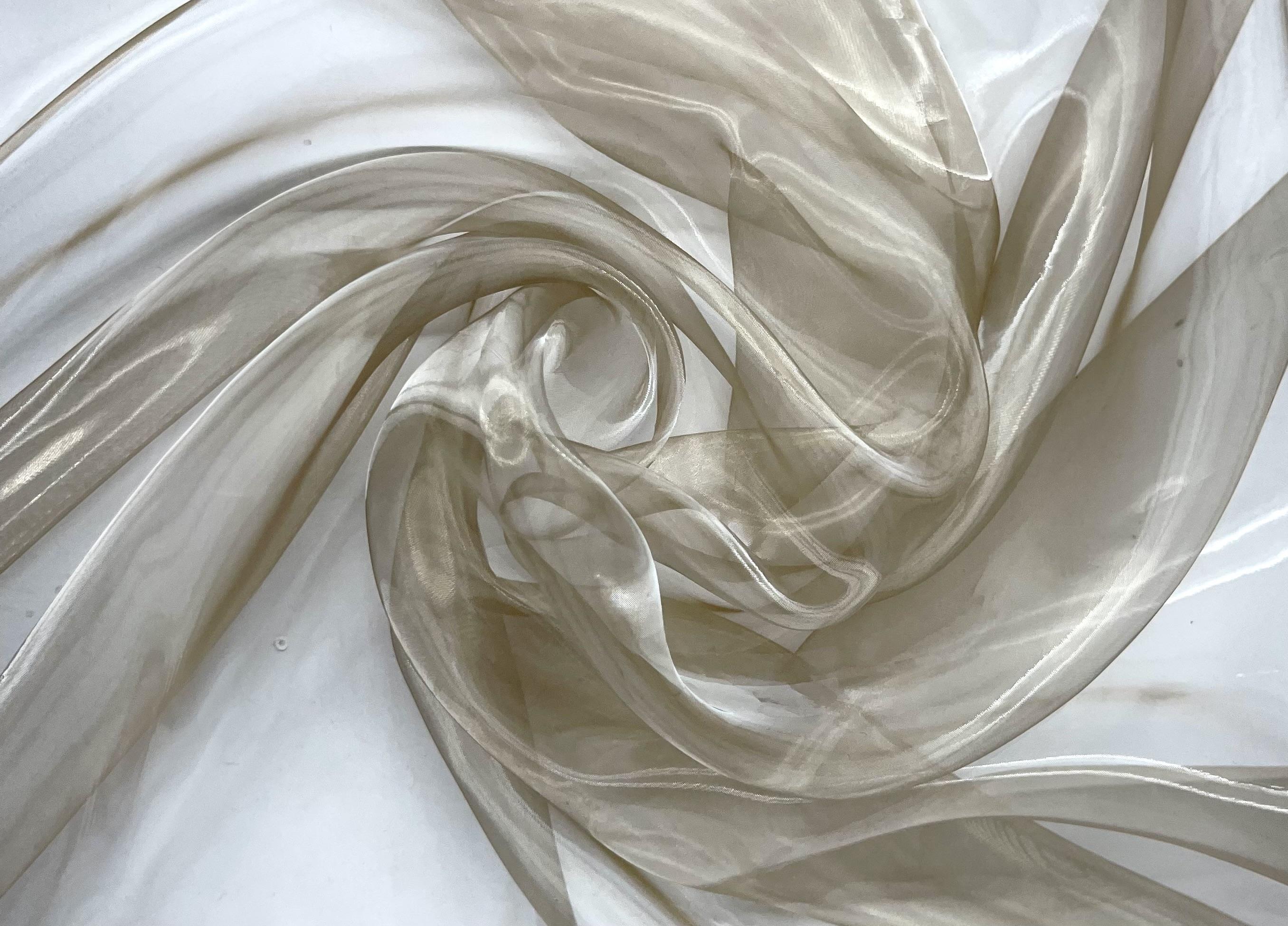 Made in Japan Iridescent Polyester Organza Onion Skin in Beige