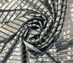 Made in France Striped Metallic Panne Velvet in Silver