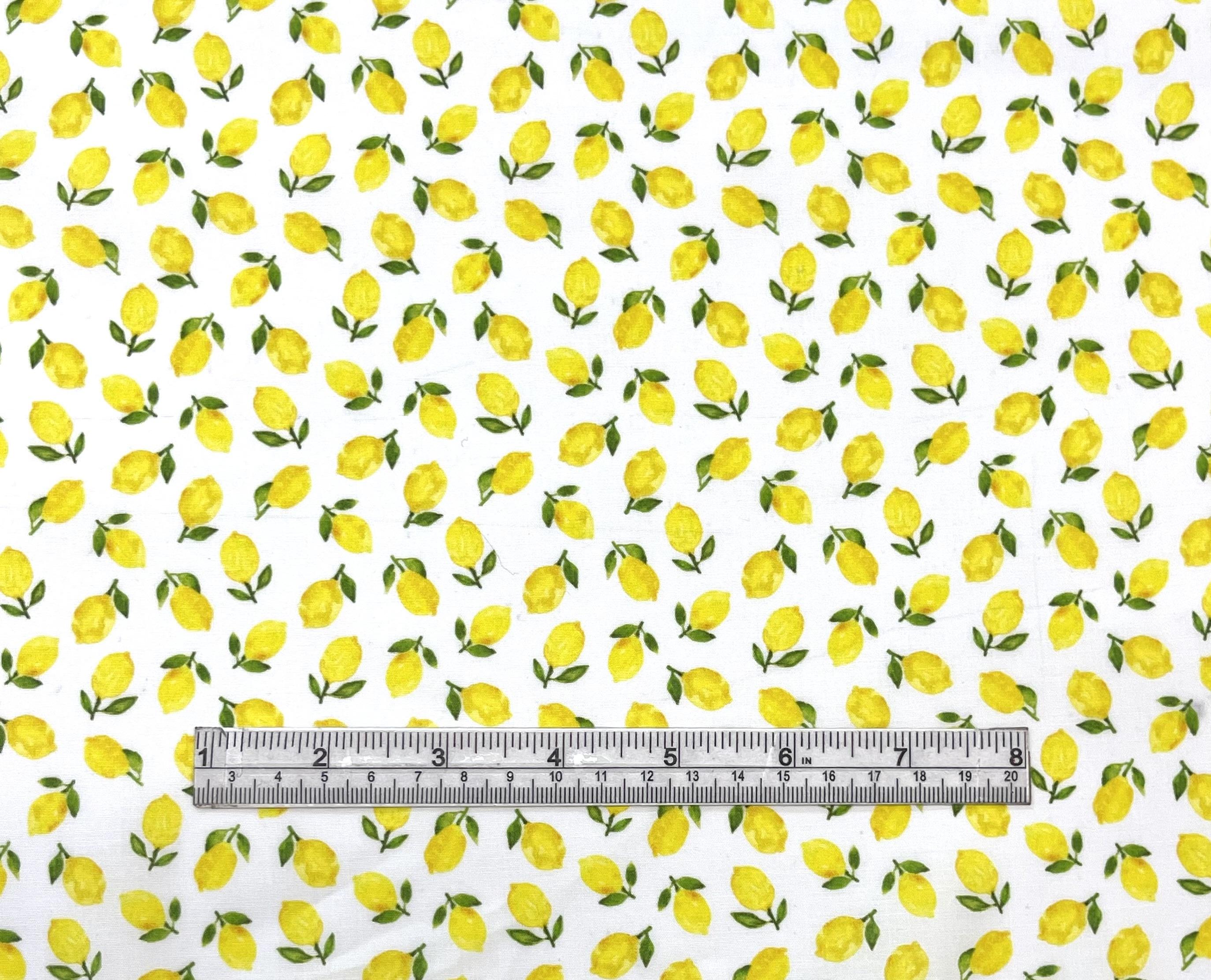 Stretch Cotton Broadcloth Lemon Print in Yellow