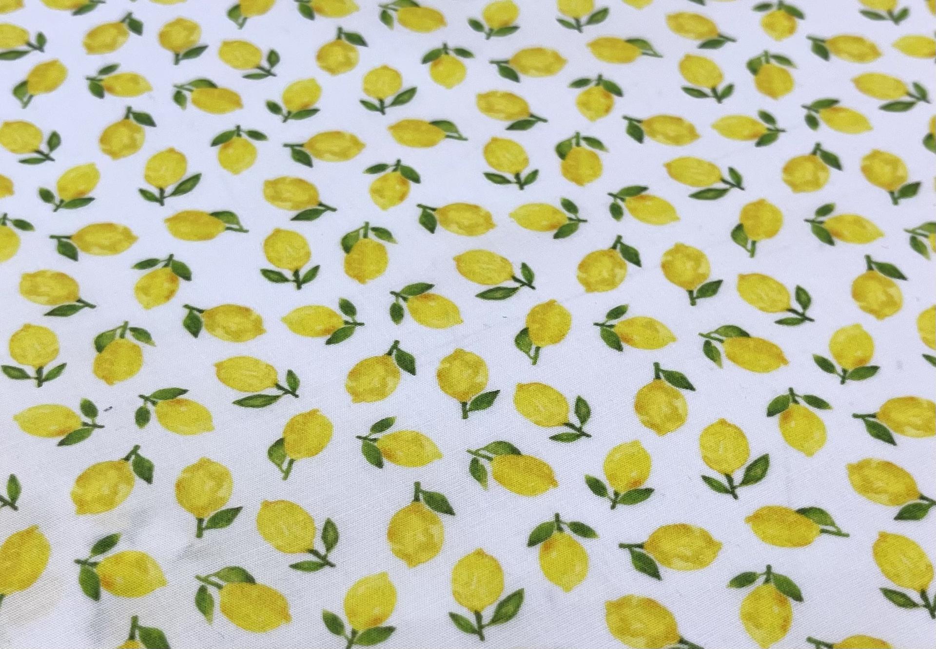 Stretch Cotton Broadcloth Lemon Print in Yellow