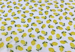 Stretch Cotton Broadcloth Lemon Print in Yellow
