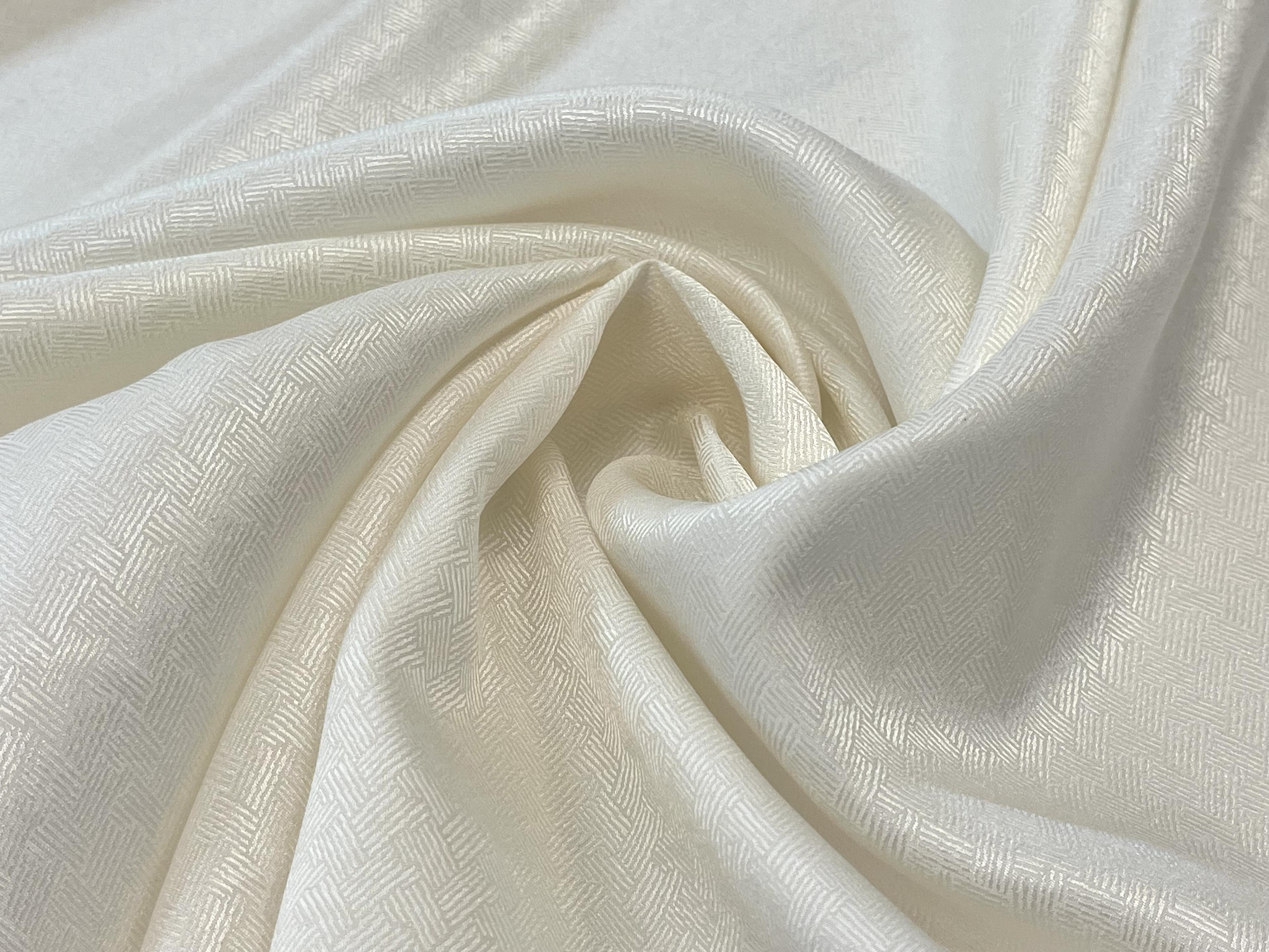 Made in Italy 100% Silk Basketweave Jacquard in Off-White
