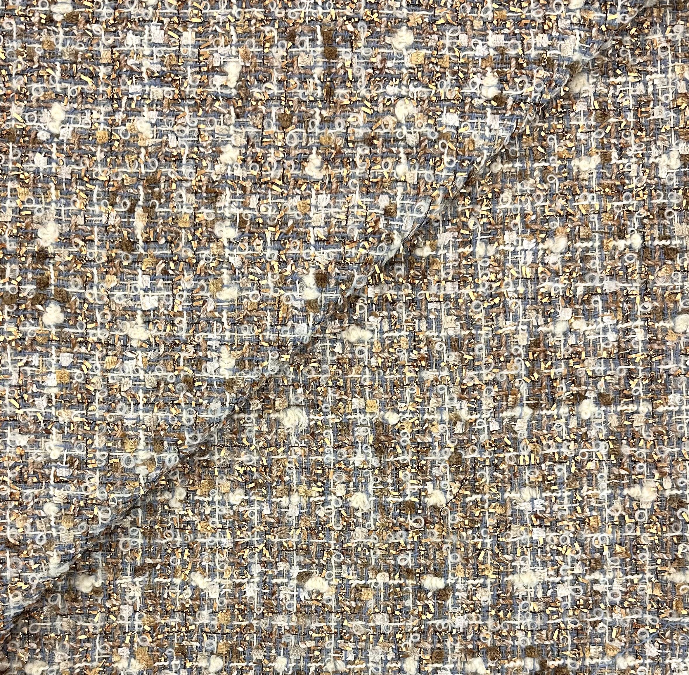 Couture Metallic Tweed in Blue/Gold
