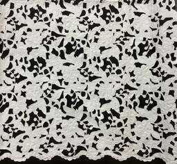 Laser Cut Polyester Corded Satin In White