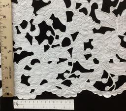 Laser Cut Polyester Corded Satin In White