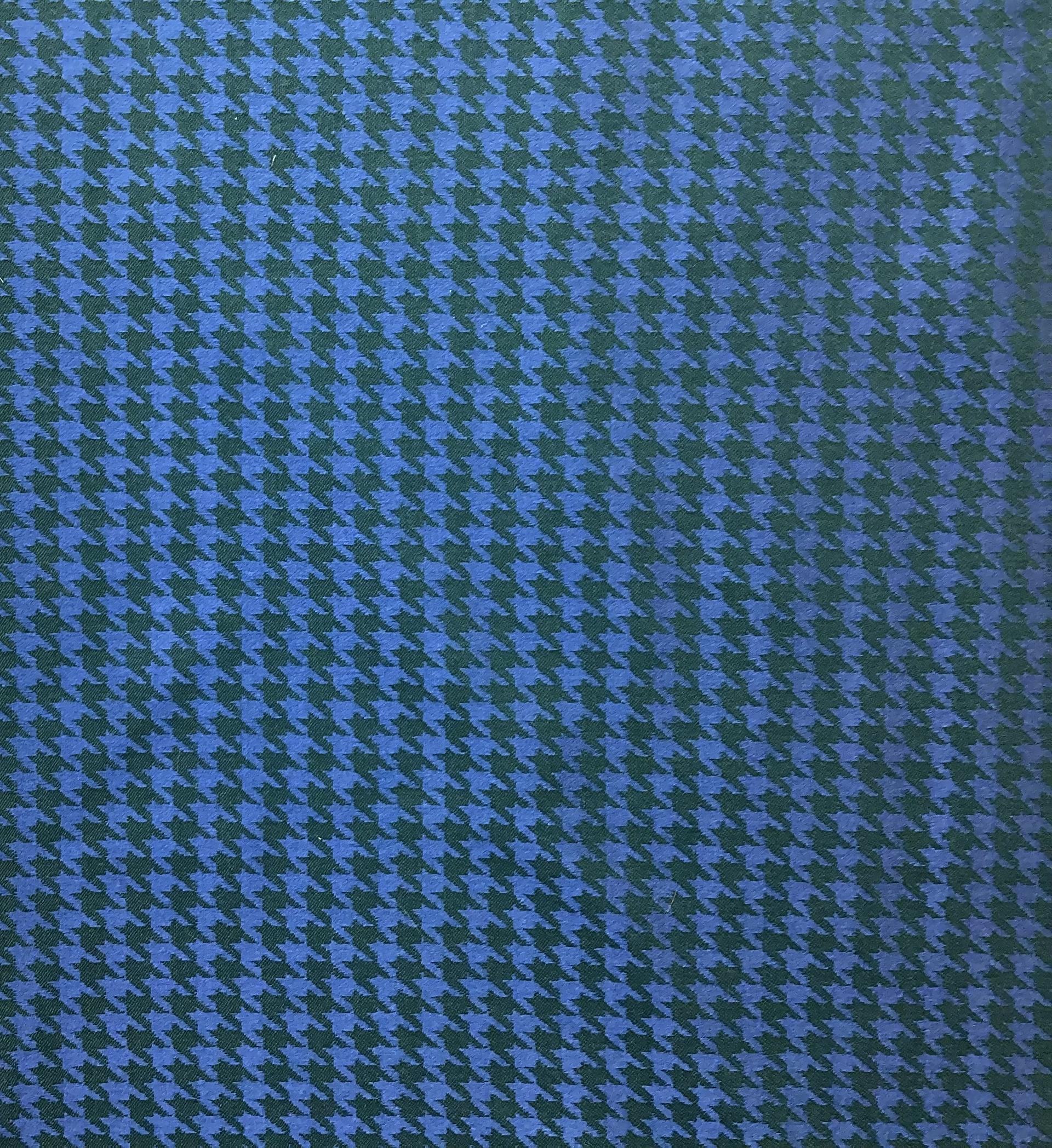 Silk & Wool Jacquard Houndstooth Pattern In Lake