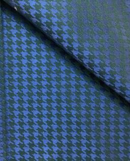 Silk & Wool Jacquard Houndstooth Pattern In Lake