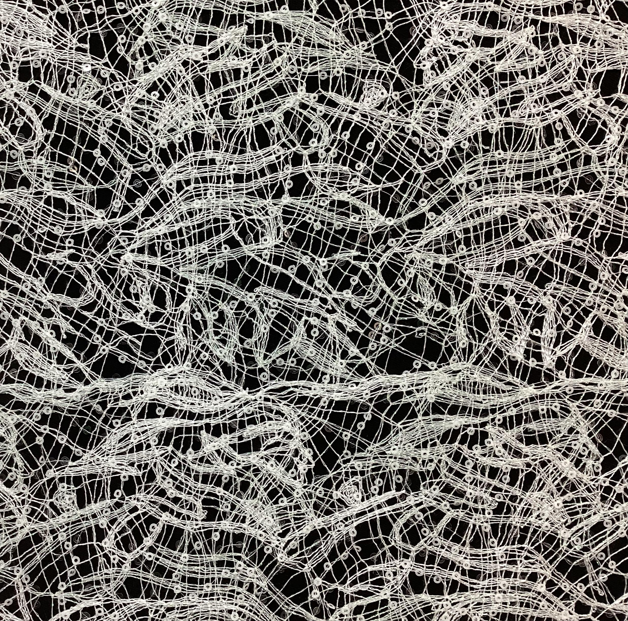 Mini Sequins On White Opalescent Lace