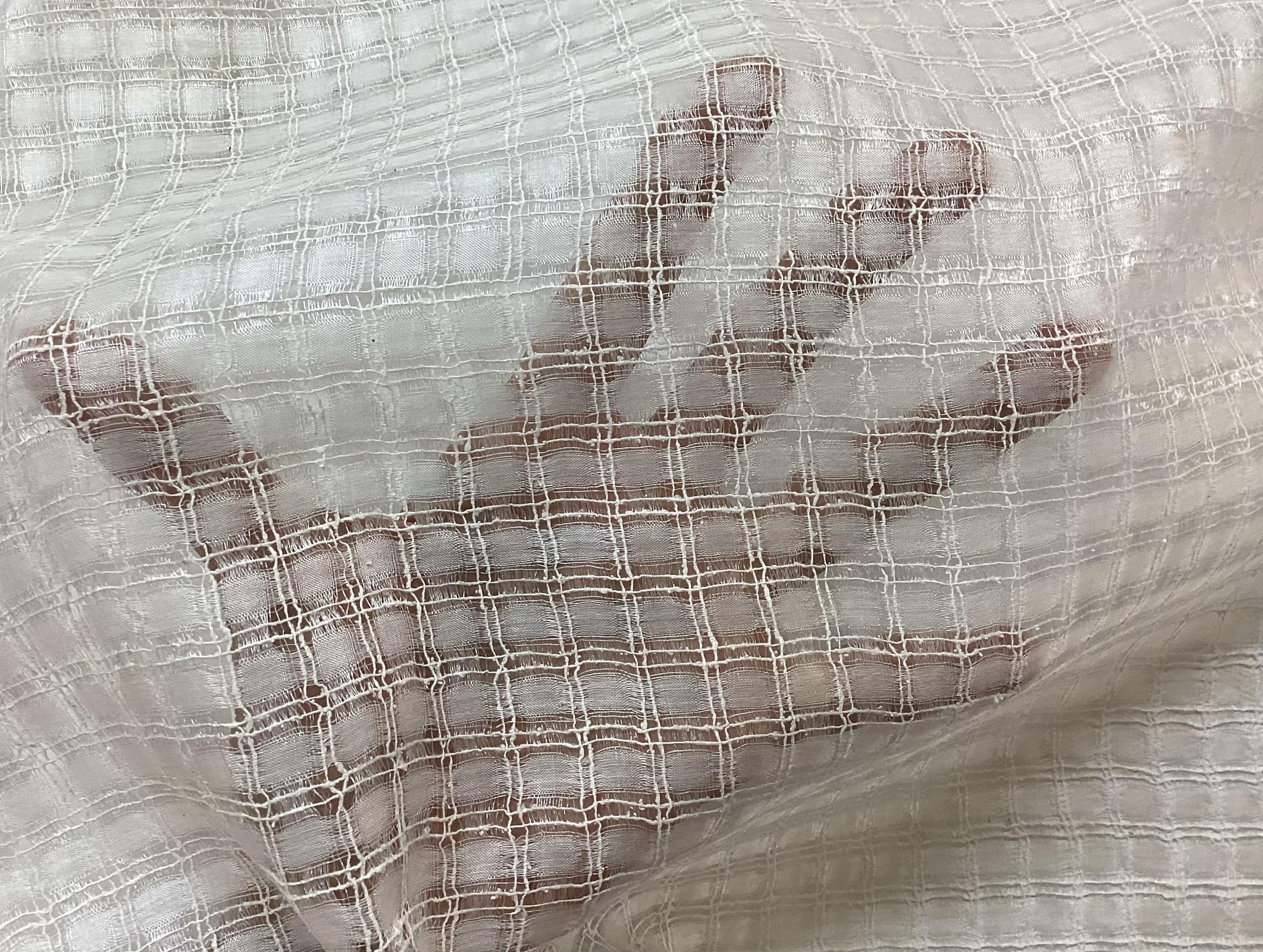 100% Silk Novelty Checkerboard Pattern In Eggshell 