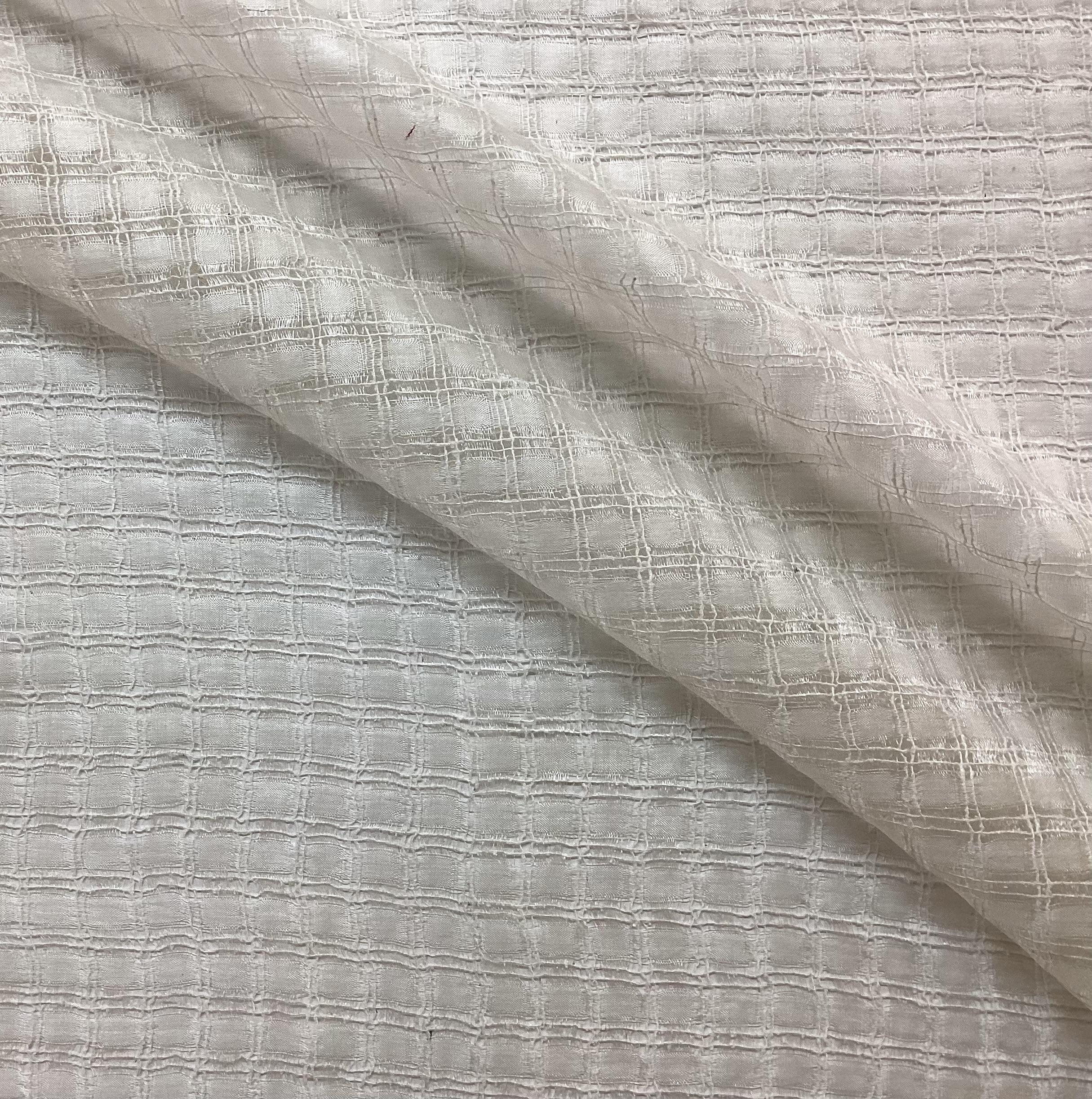 100% Silk Novelty Checkerboard Pattern In Eggshell 