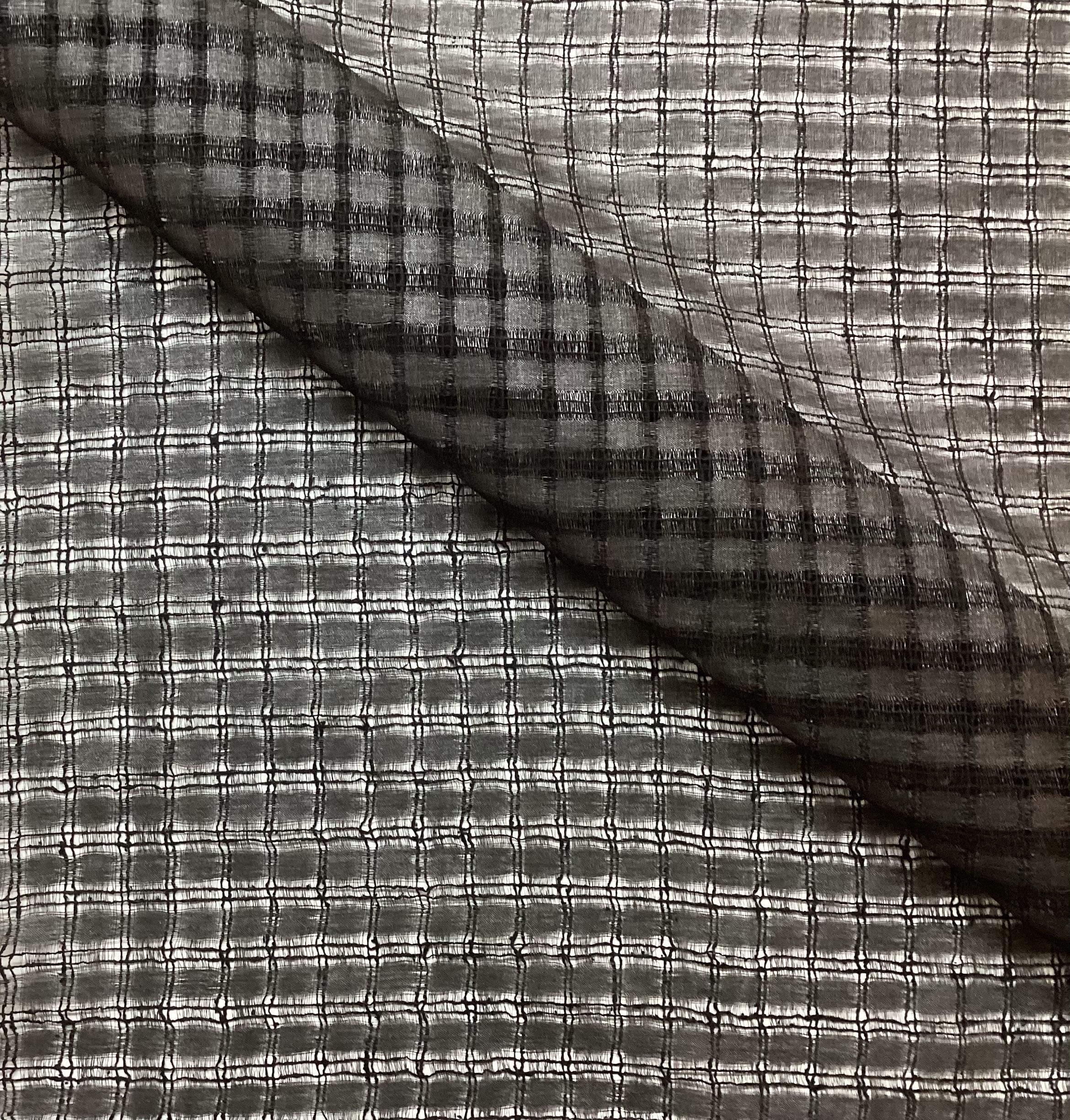 100% Silk Novelty Checkerboard Pattern In Black