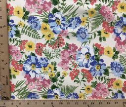 Printed Cotton Lycra Gabardine In Spring Flowers On Light Ivory