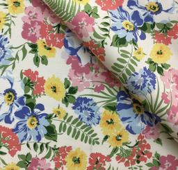 Printed Cotton Lycra Gabardine In Spring Flowers On Light Ivory