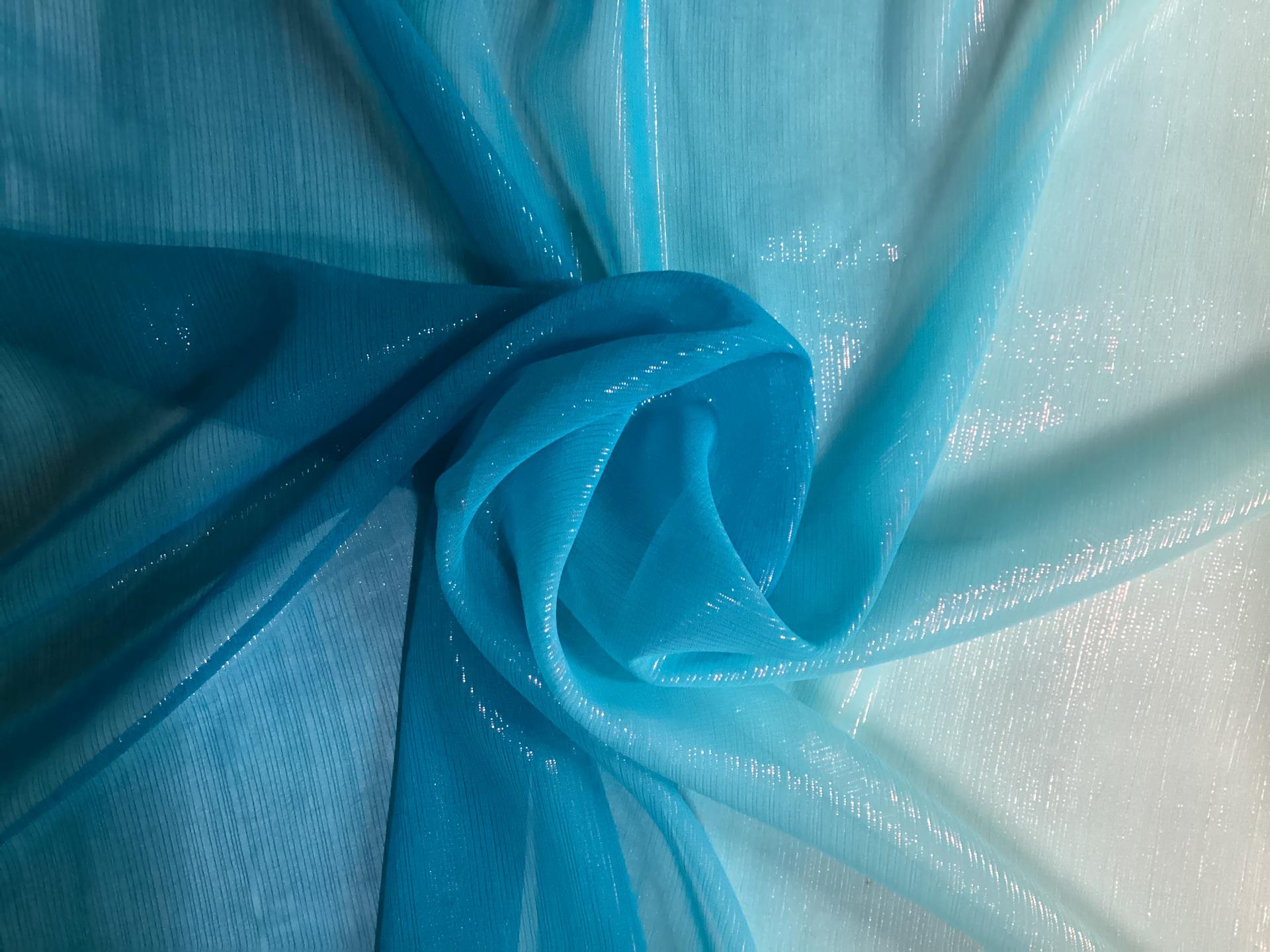 Ombre Polyester Metallic Chiffon in Ocean