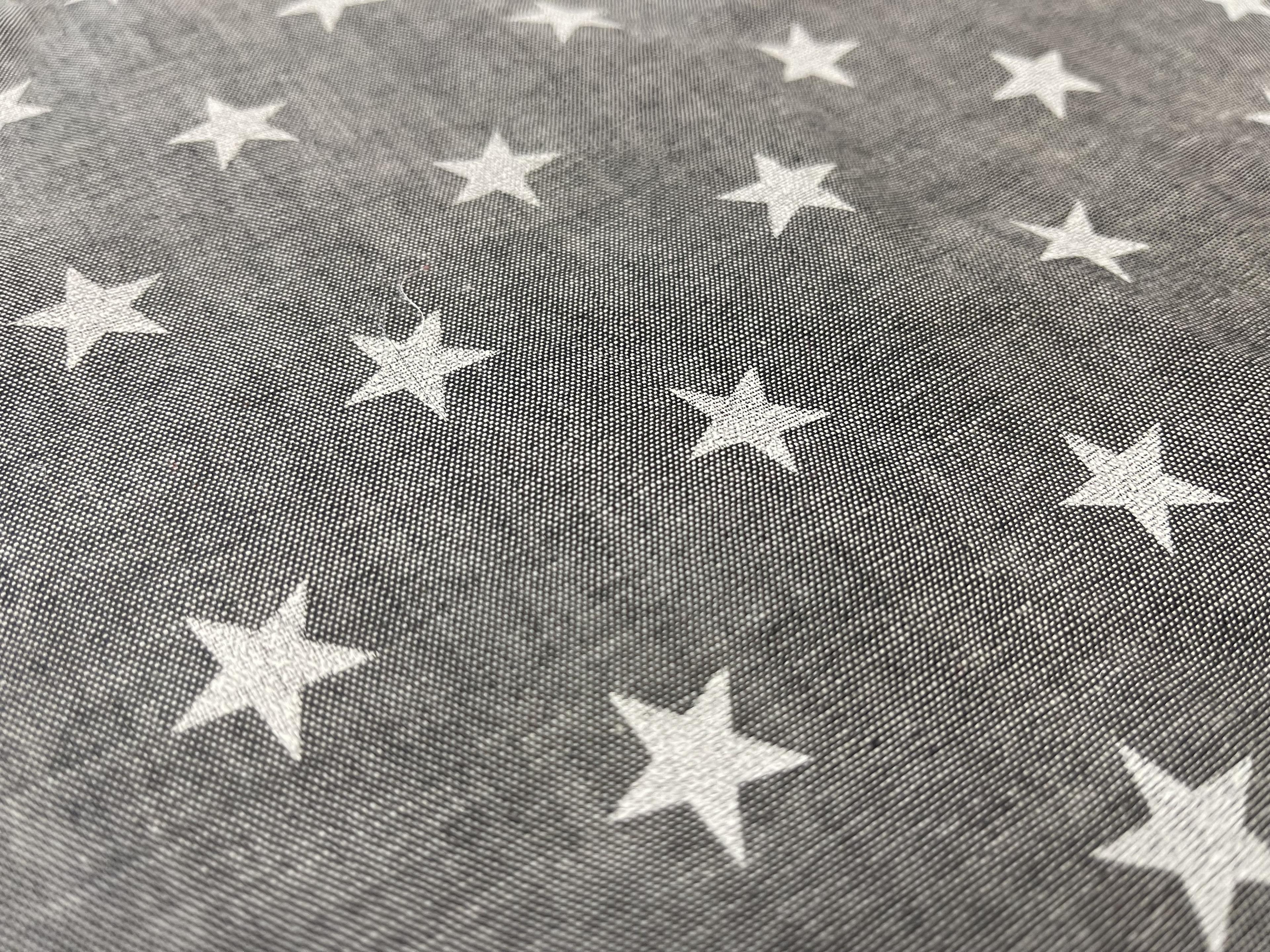 Cotton Denim Printed Star in Black