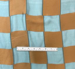Checker Board Burnout Silk Chiffon in Bronze and Teal Green