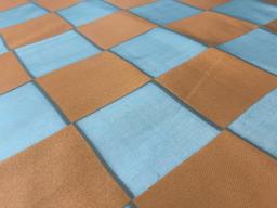 Checker Board Burnout Silk Chiffon in Bronze and Teal Green