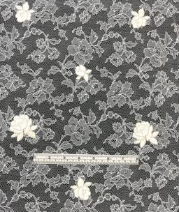 Made in France Embroidered Chantilly Lace in Diamond White Fabric in Warehouse