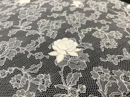 Made in France Embroidered Chantilly Lace in Diamond White Fabric in Warehouse