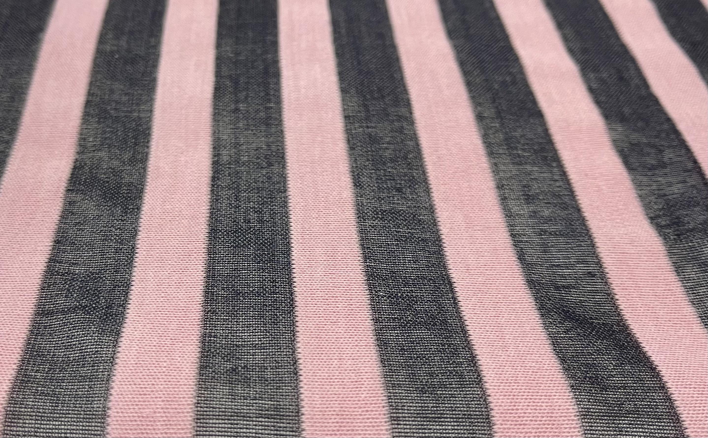 Wool Knit Stripes 1/2" in Black and Rose Pink