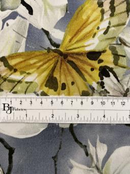 Stretch Polyester Satin Prints "Magnolia Butterfly"