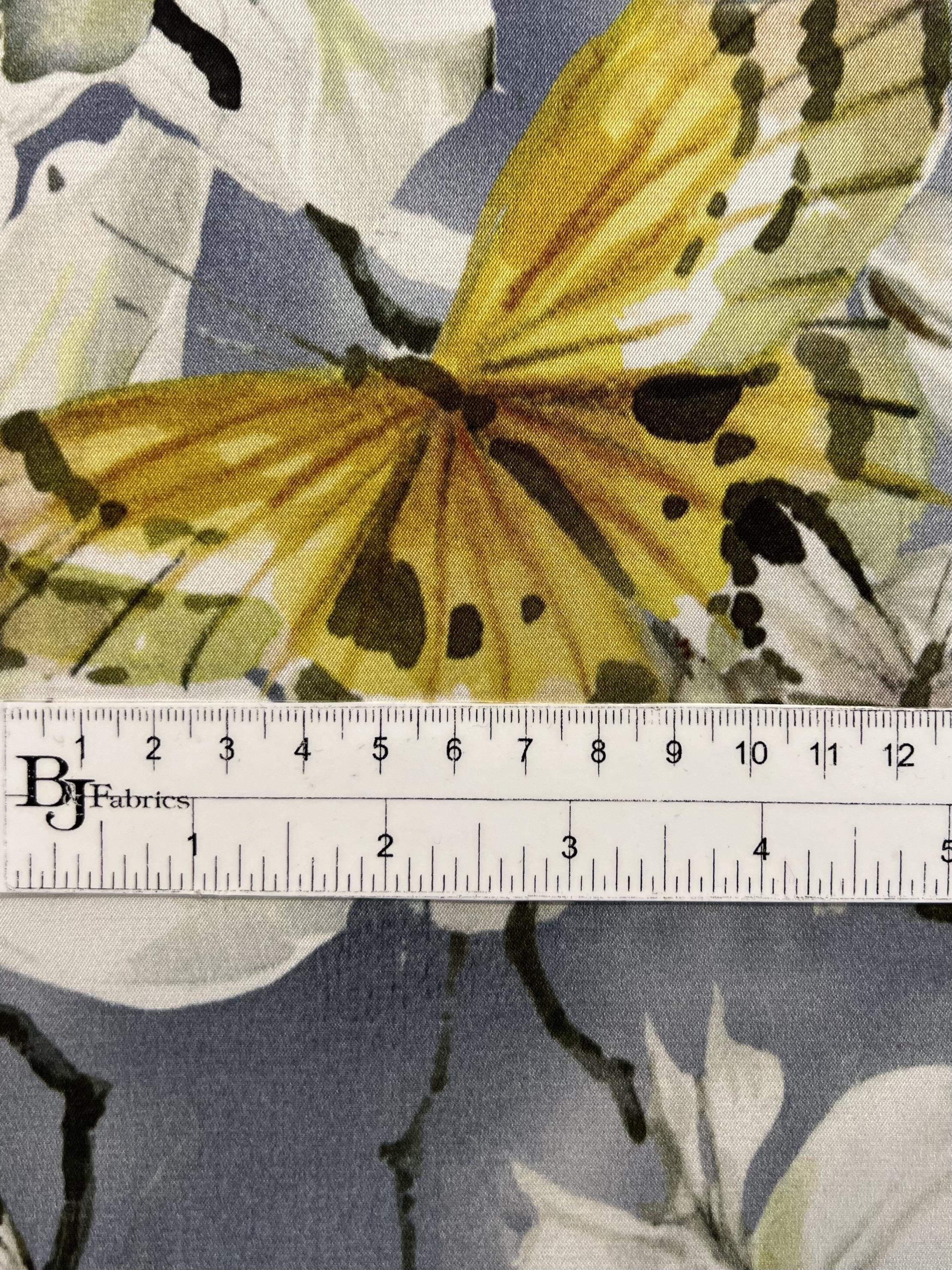 Stretch Polyester Satin Prints "Magnolia Butterfly"