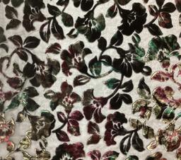 Silk & Rayon Multi Jewel Tone Burn Out Velvet On Black Silk Chiffon 