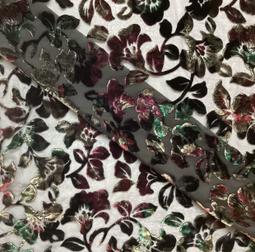 Silk & Rayon Multi Jewel Tone Burn Out Velvet On Black Silk Chiffon 