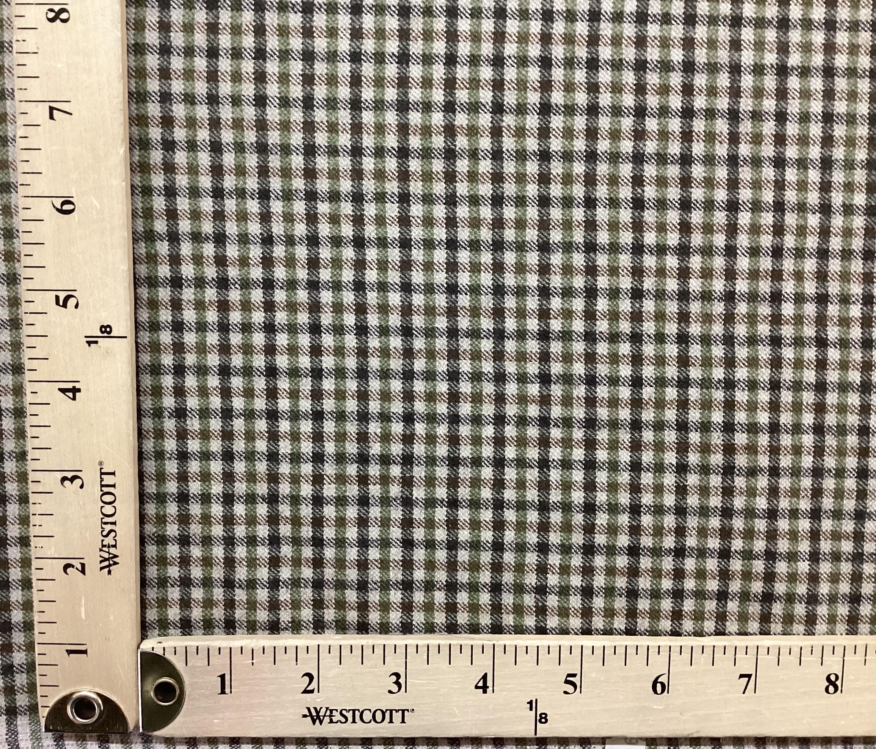 Made in Italy Cotton/Wool/Nylon/Lycra Check In Khaki With Autumn Colours Check