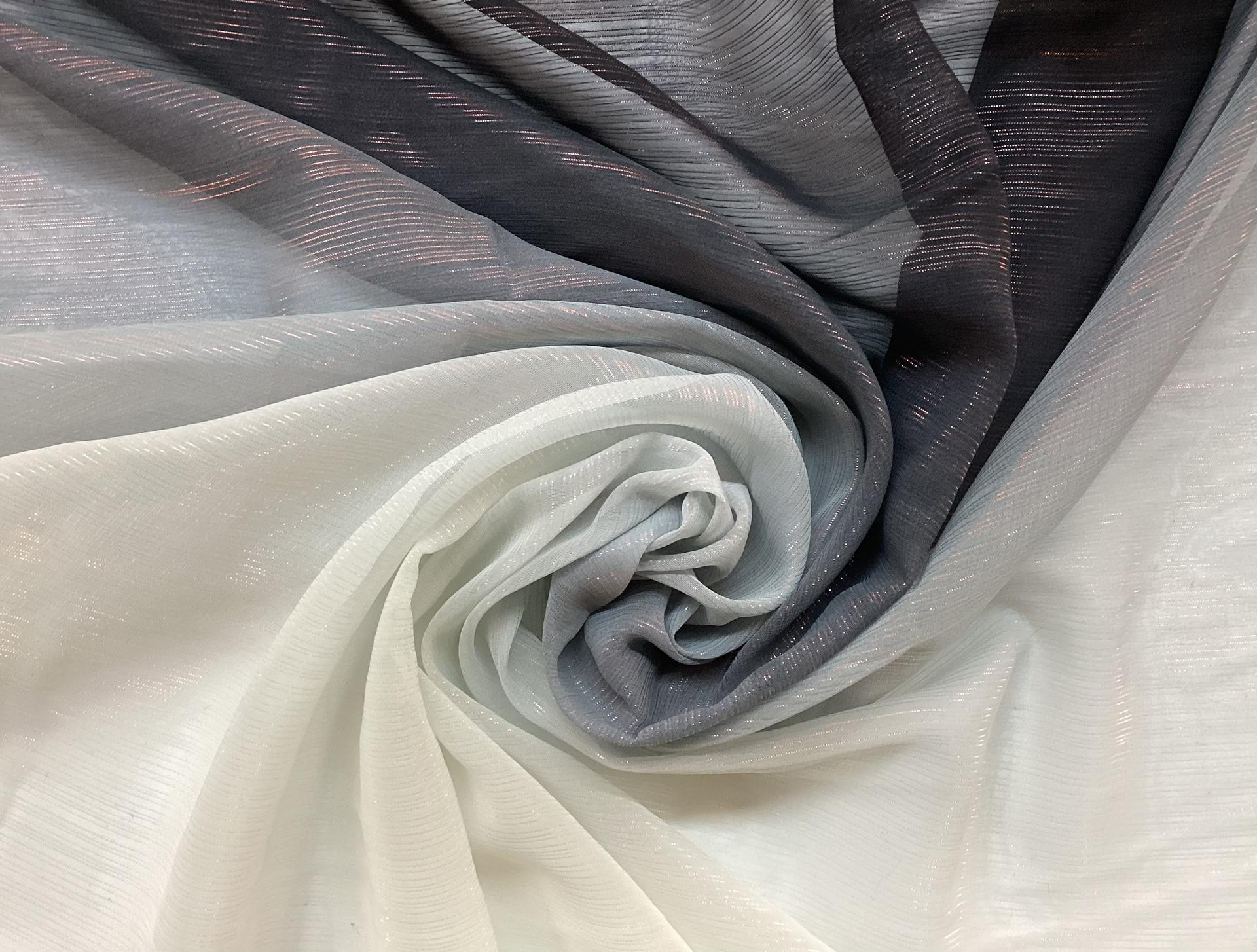 Ombre Polyester Metallic Chiffon in Black